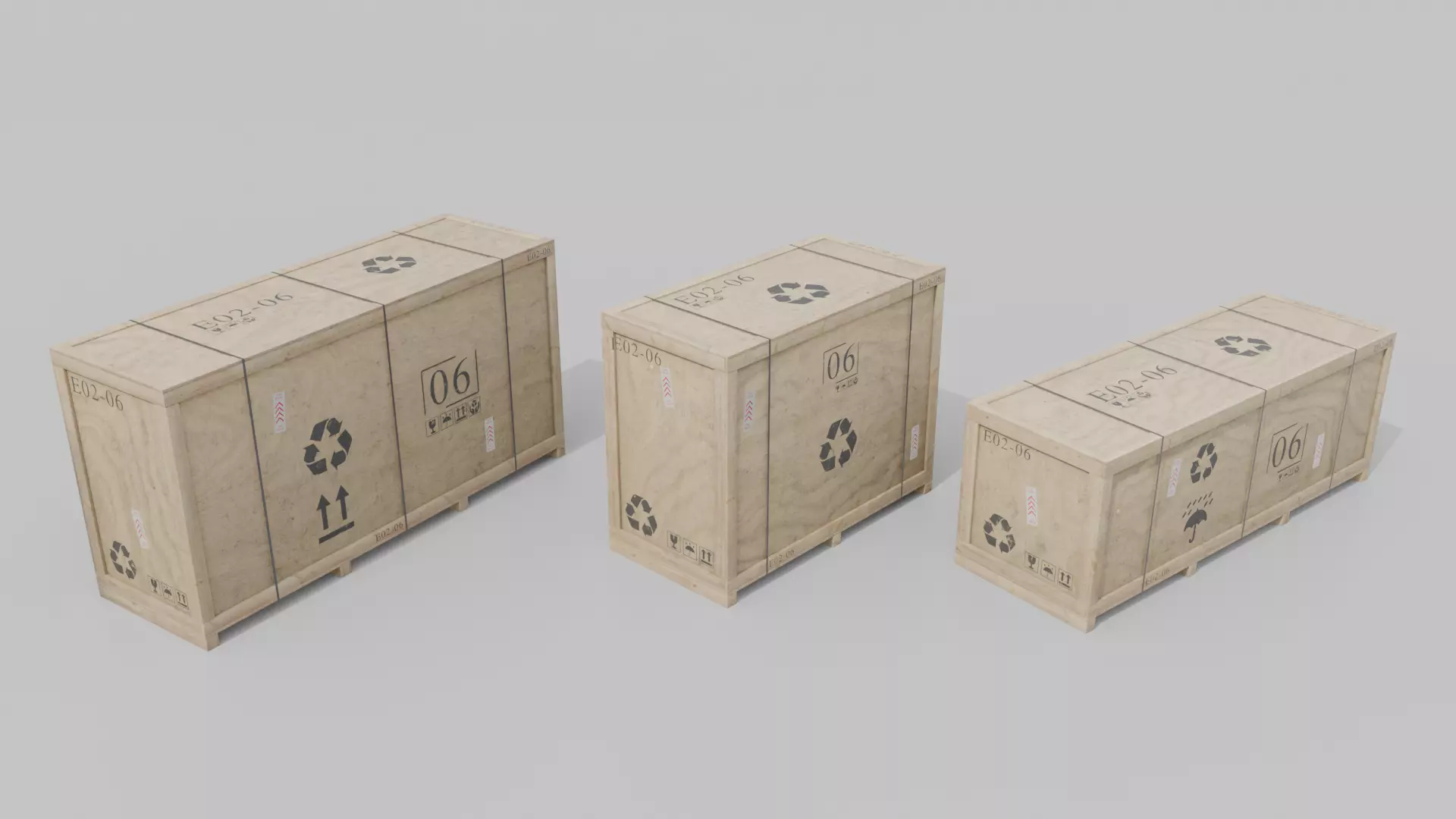 Customizable Wooden Crate Trio - Elongated Props 3D Model Collection_5