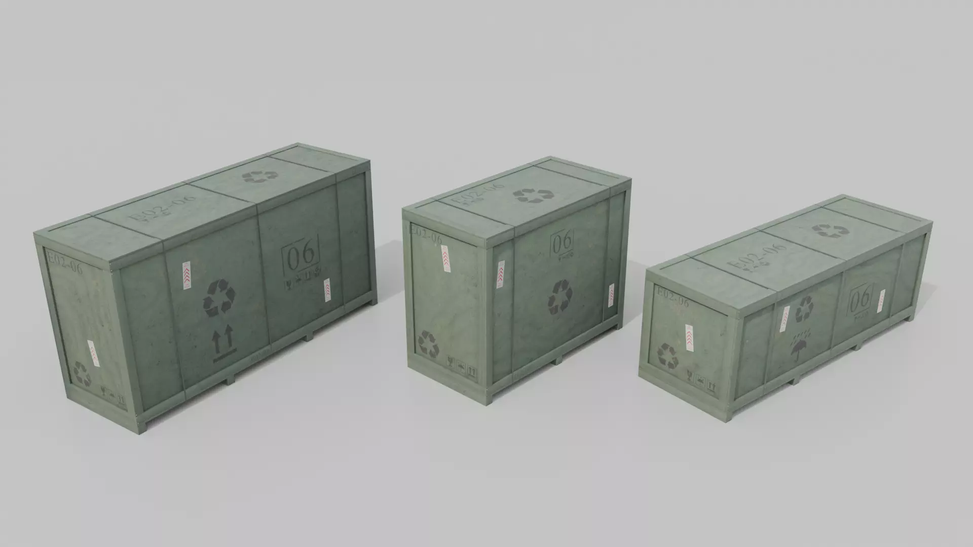 Customizable Wooden Crate Trio - Elongated Props 3D Model Collection_6