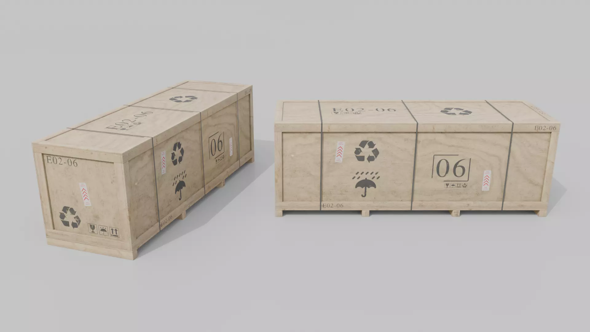 Customizable Wooden Crate Trio - Elongated Props 3D Model Collection_21