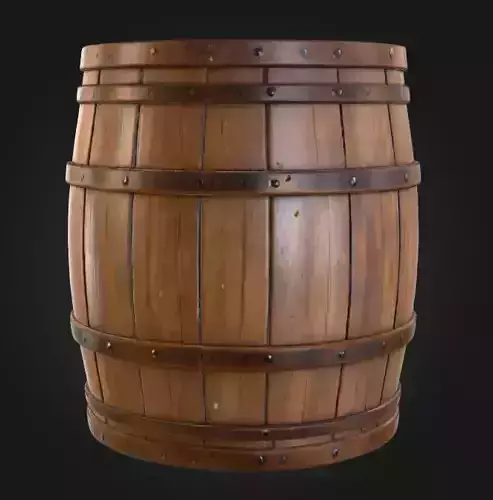 Rustic Oak Barrel Low-poly 3D model