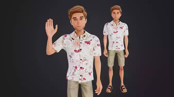 Cartoon Man Low-poly 3D model