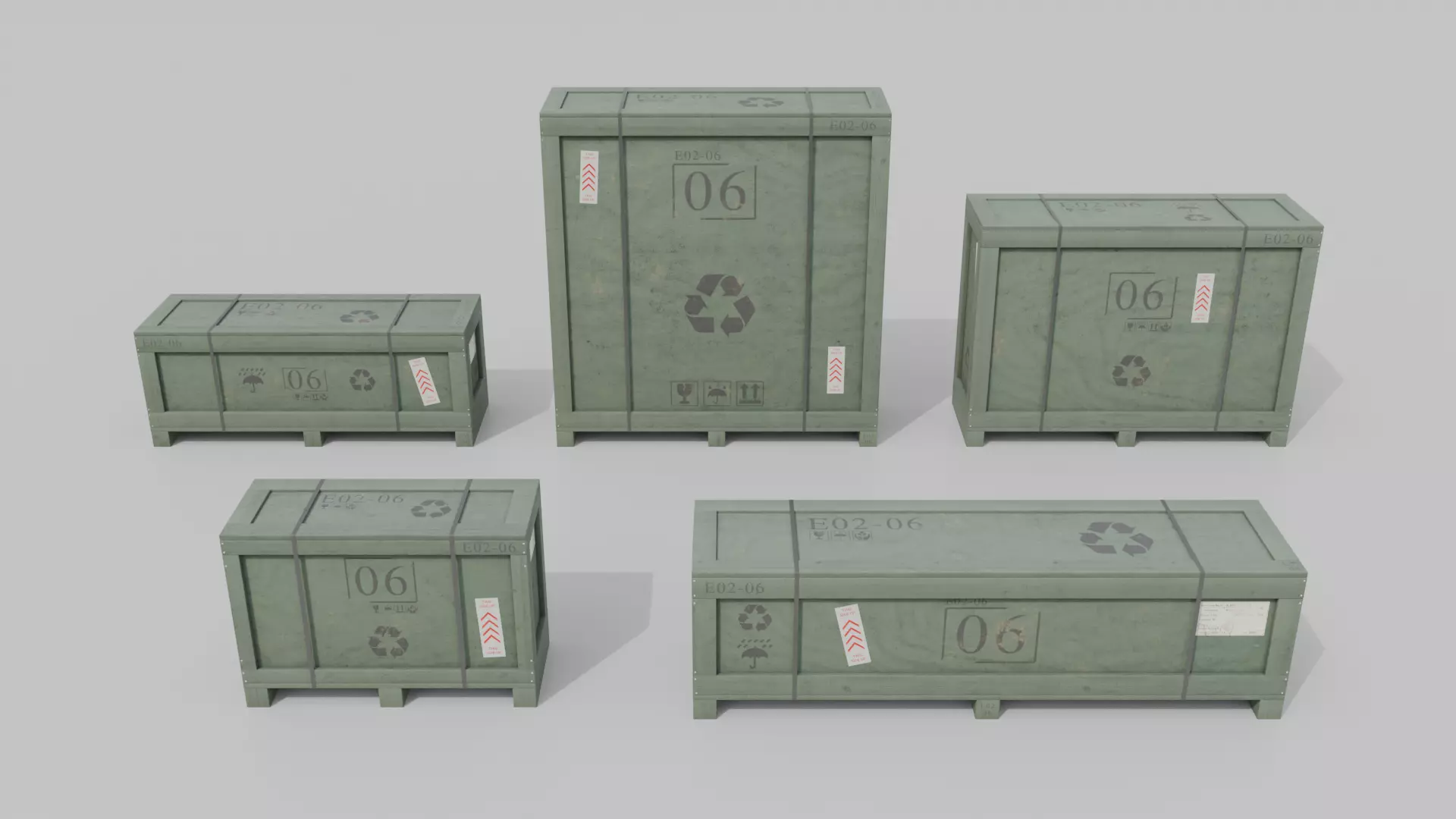 Customizable Wooden Crate Pack - Narrow Forms 3D Model Collection_7