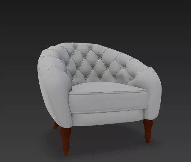 Modern Tufted Barrel Armchair Free 3D model