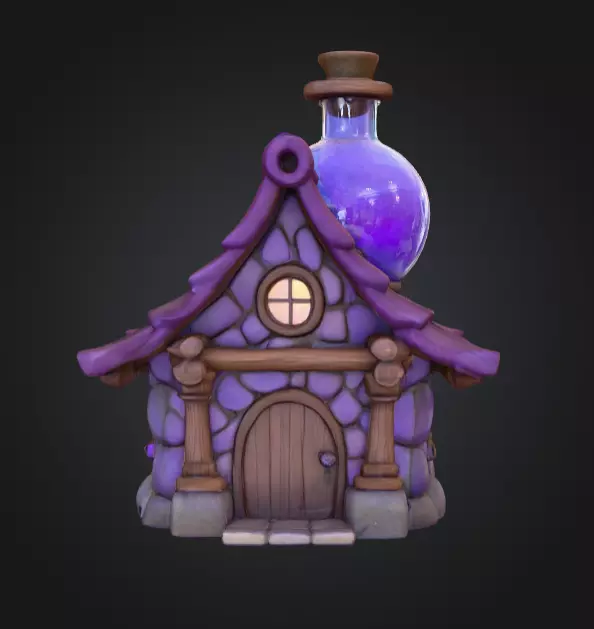 Magic Potion House Low-poly 3D model_2