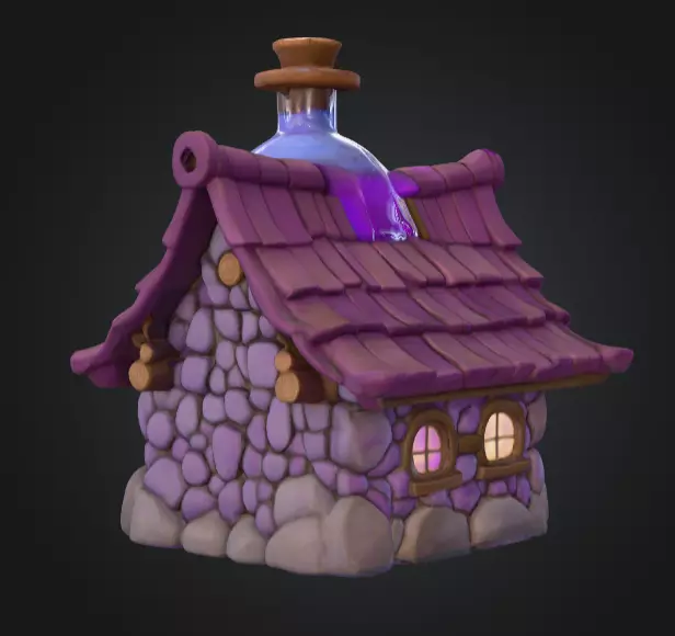Magic Potion House Low-poly 3D model_5