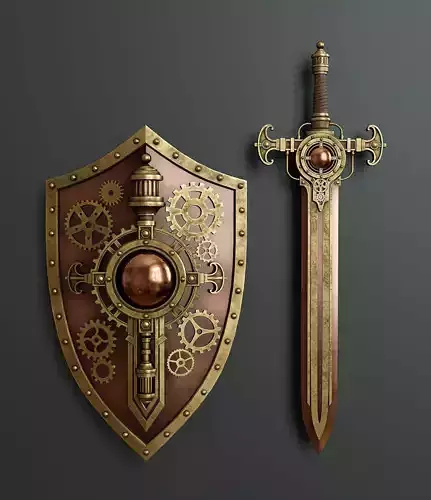 Steampunk melee weapon set 3D model
