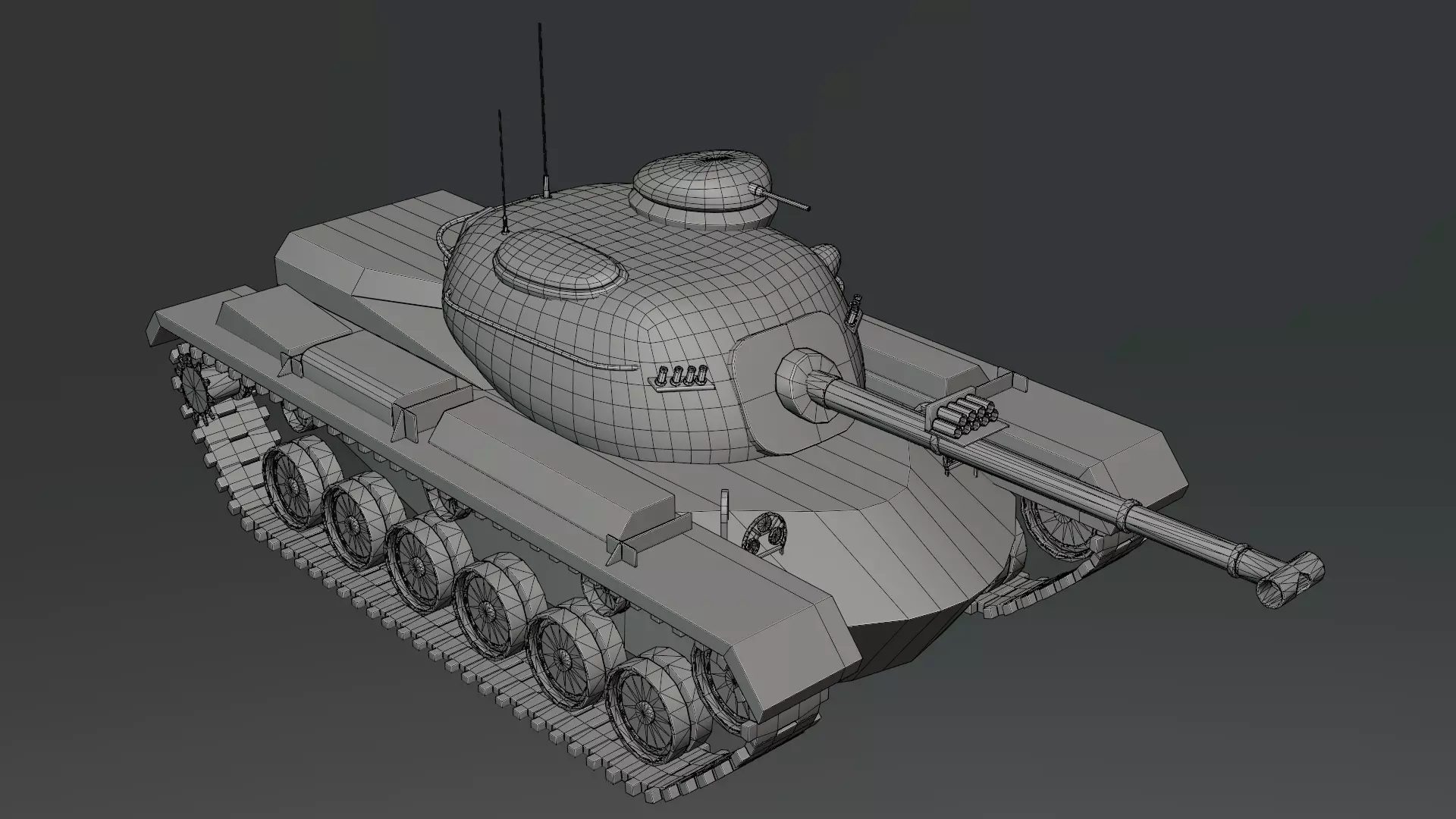 M48 Patton Tank Low-poly 3D model_1