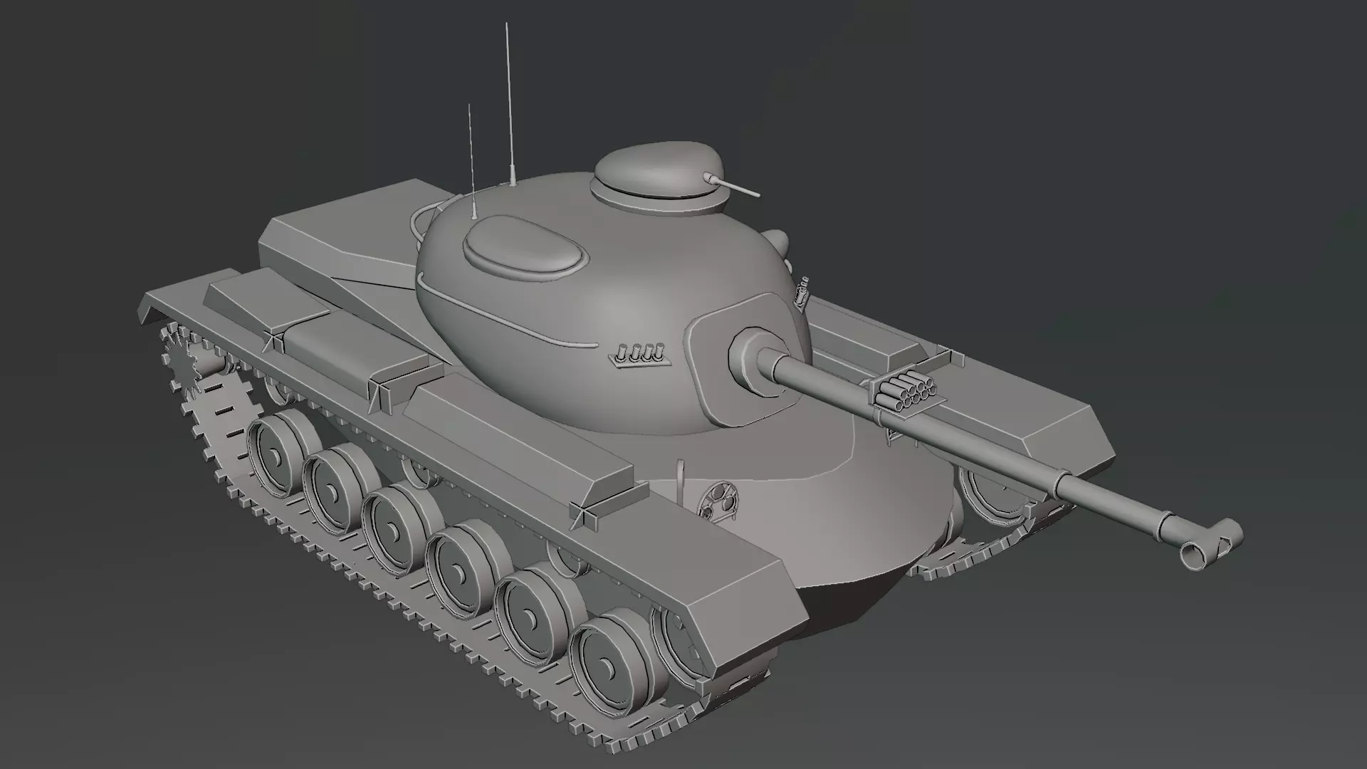 M48 Patton Tank Low-poly 3D model_8