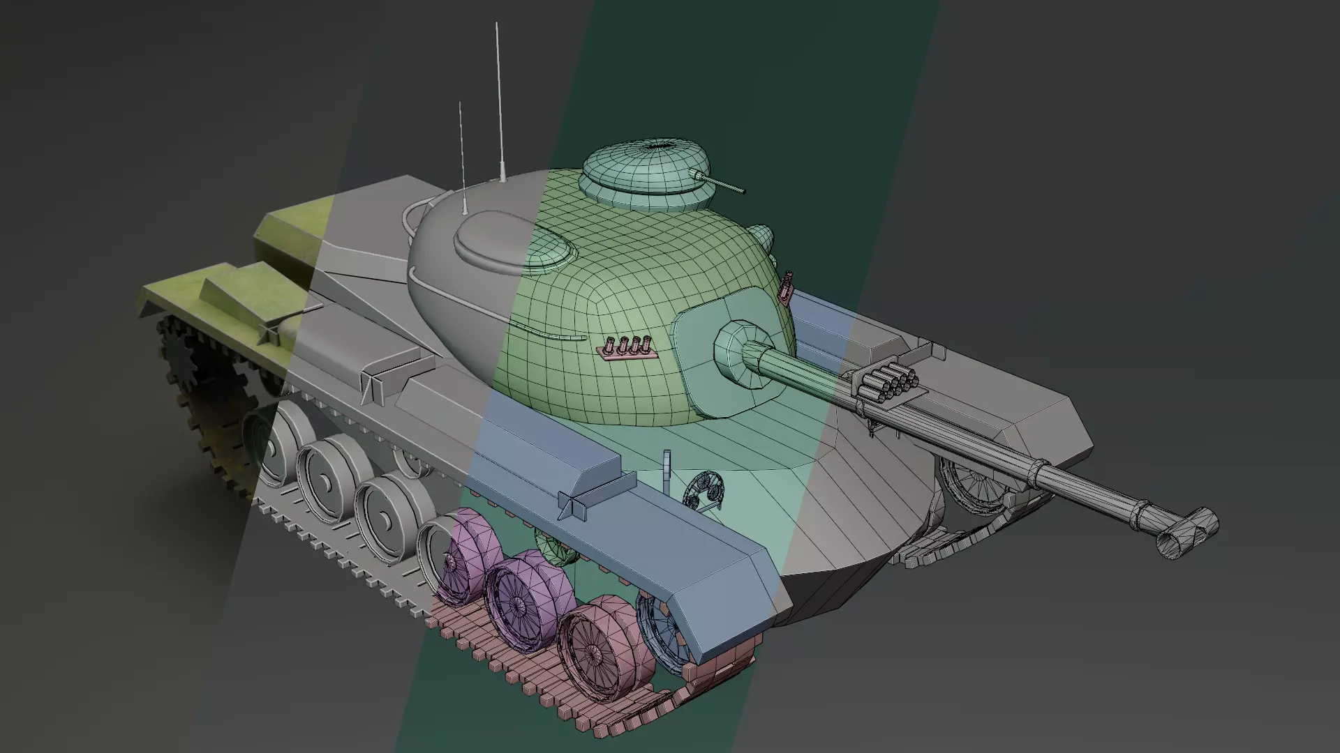 M48 Patton Tank Low-poly 3D model_9