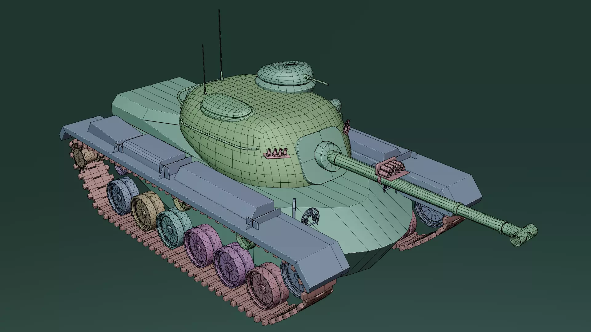 M48 Patton Tank Low-poly 3D model_7