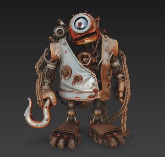 Scrap Golem2 3D Low-poly 3D model_0