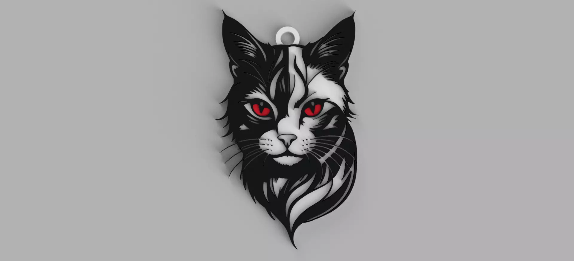 Cat Head Red Eyes Halloween Keychain - Pendant - Earring 3D print model