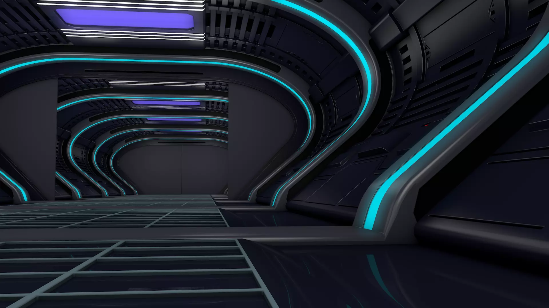 Sci Fi Corridor Interior 3D model_5