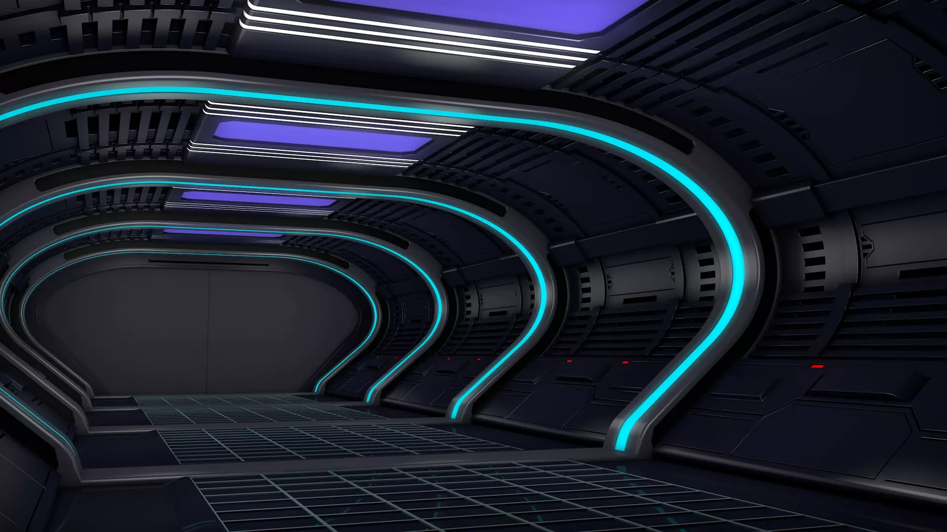 Sci Fi Corridor Interior 3D model_2