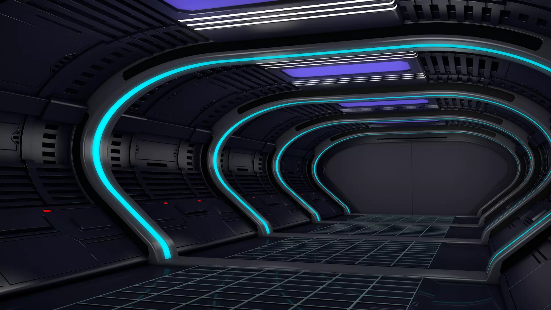Sci Fi Corridor Interior 3D model_1