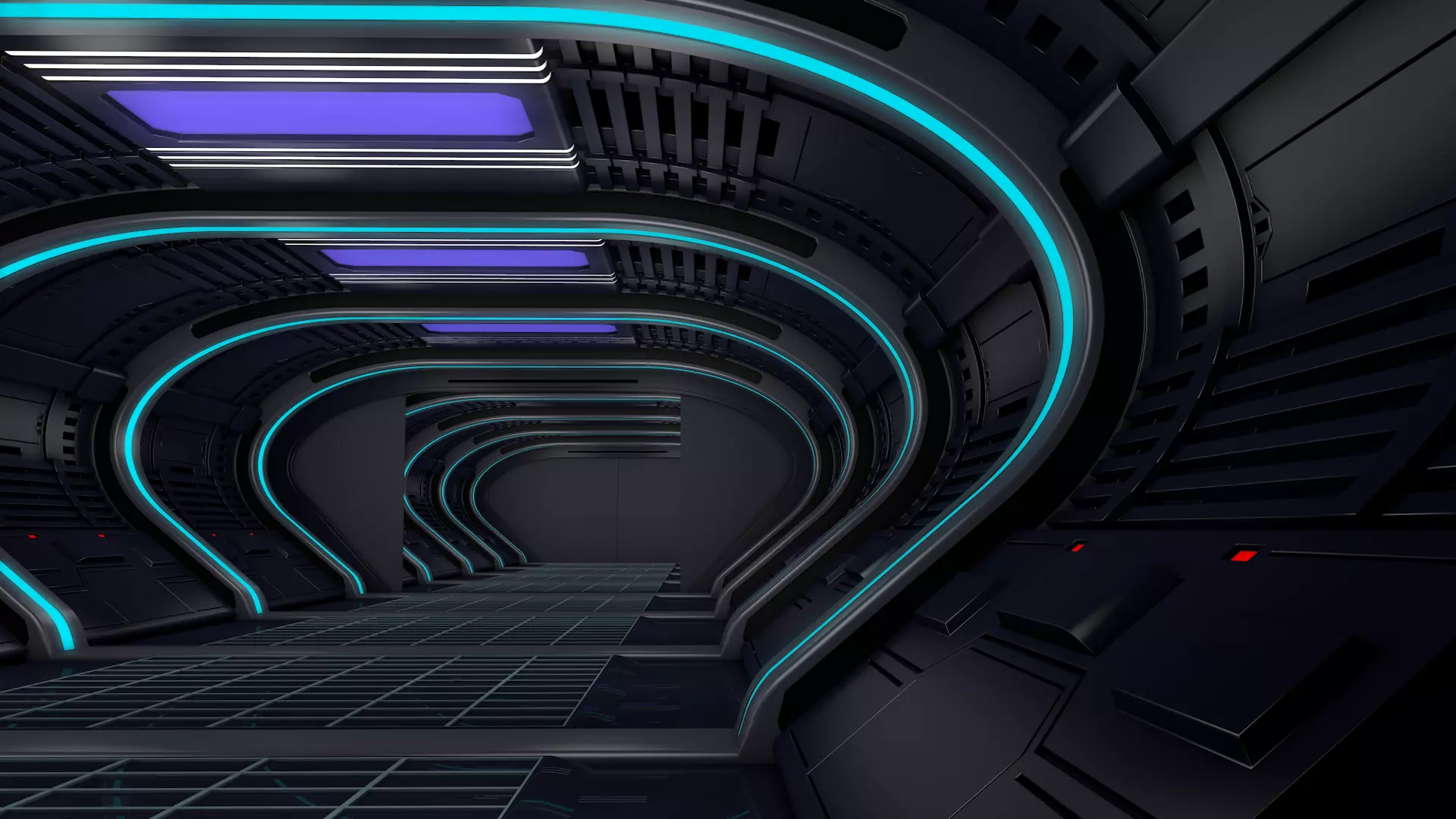 Sci Fi Corridor Interior 3D model_3