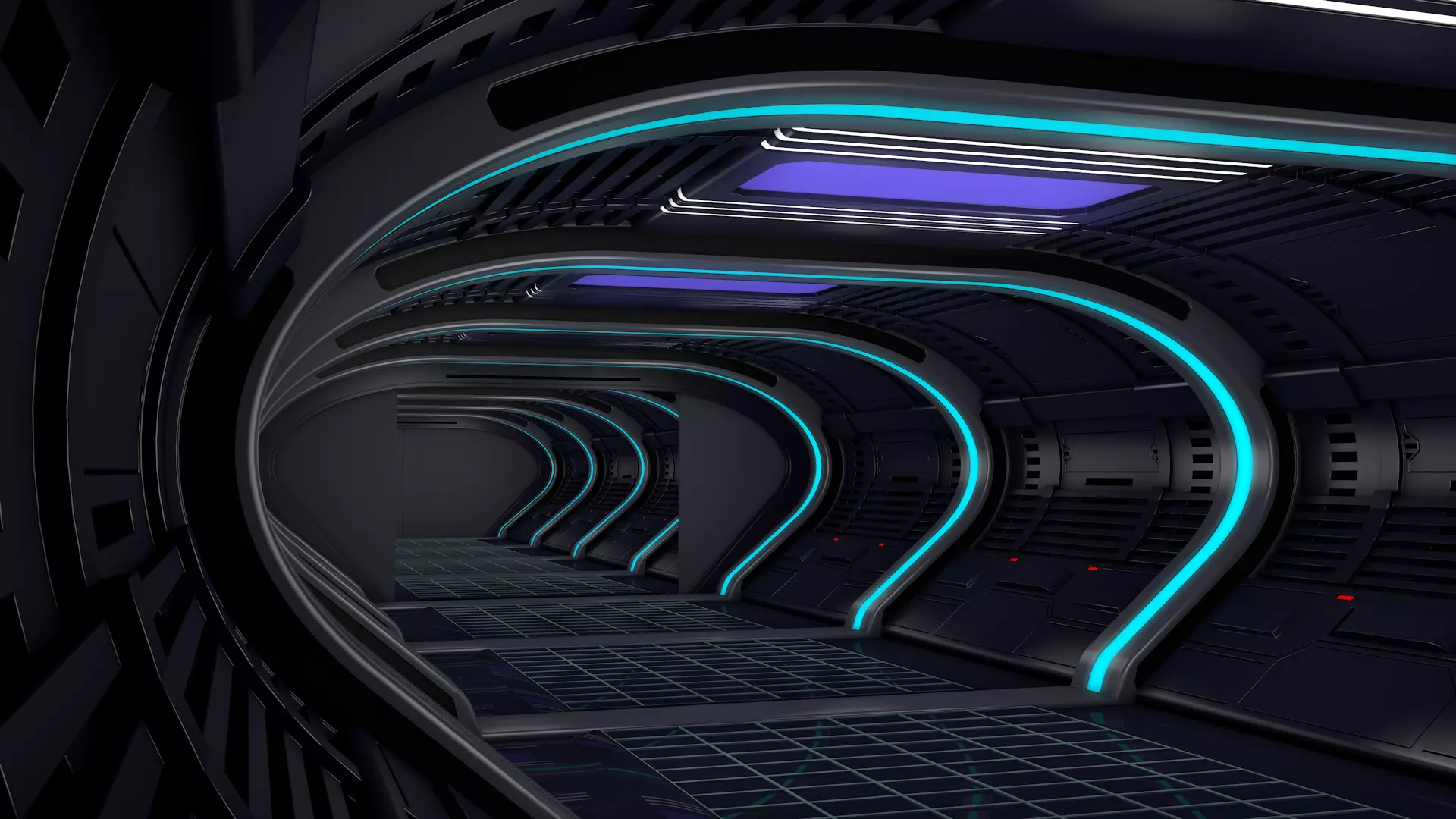 Sci Fi Corridor Interior 3D model_4