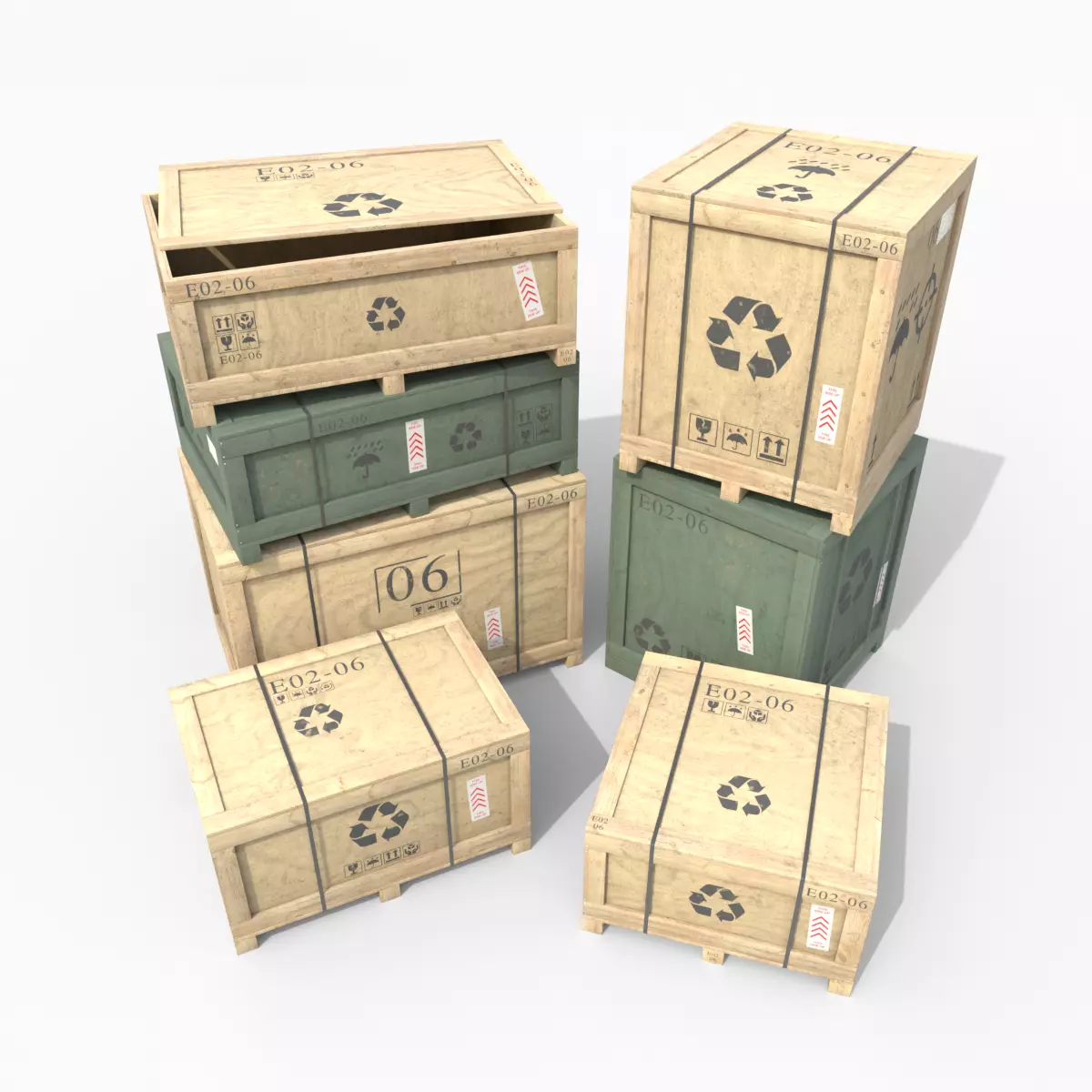 Customizable Wooden Crate Pack - Scene Essentials 3D Model Collection_0