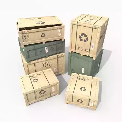Customizable Wooden Crate Pack - Scene Essentials 3D Model Collection
