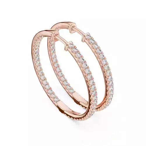Diamond Hoops Earrings 3dm stl renders animation videos details 3D print model