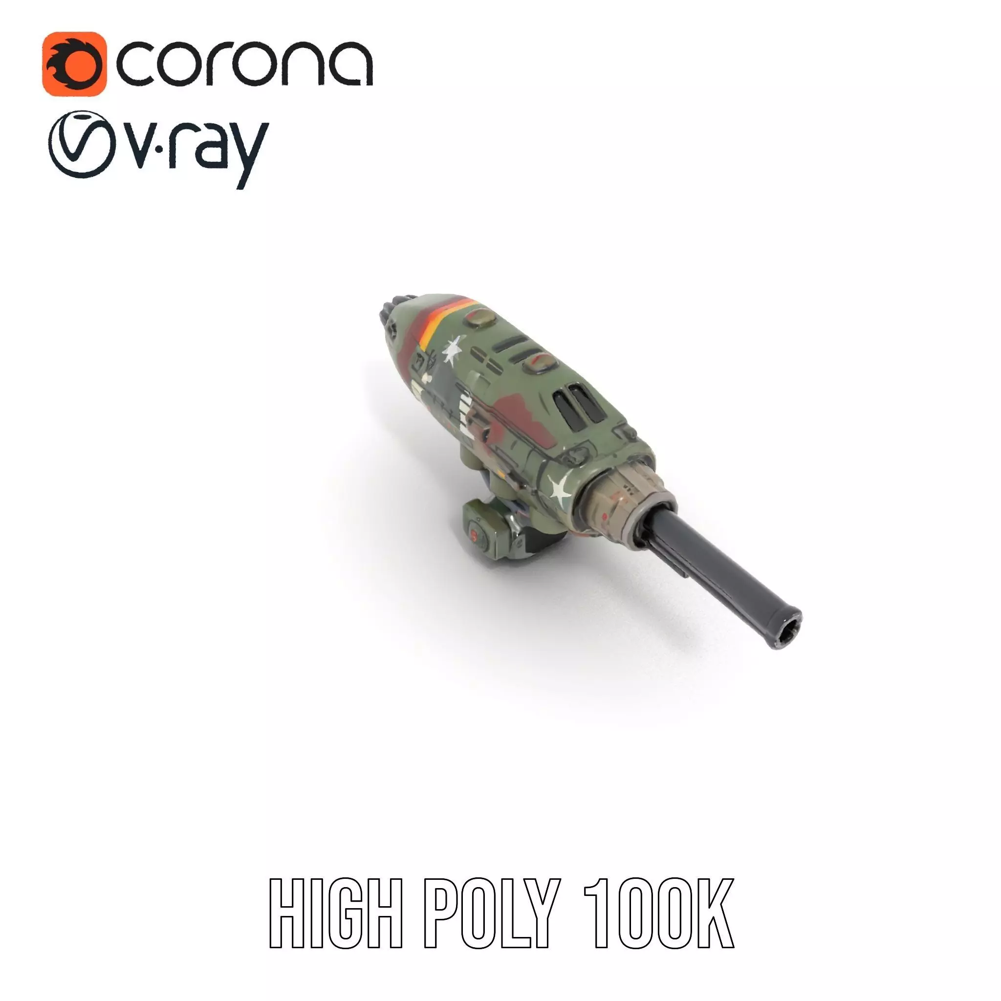 Advanced Camouflaged Turret Weapon Model Pack Low-poly 3D model_10