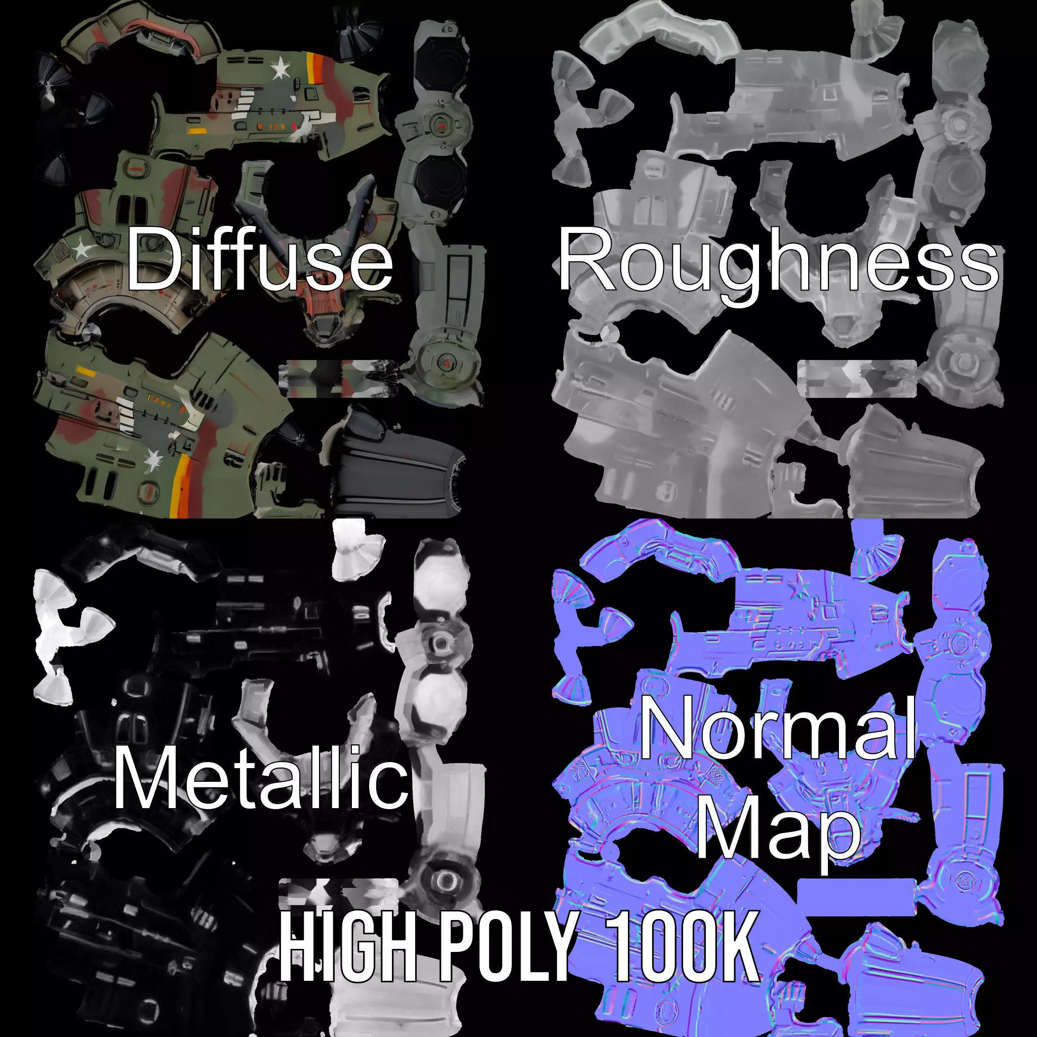 Advanced Camouflaged Turret Weapon Model Pack Low-poly 3D model_4