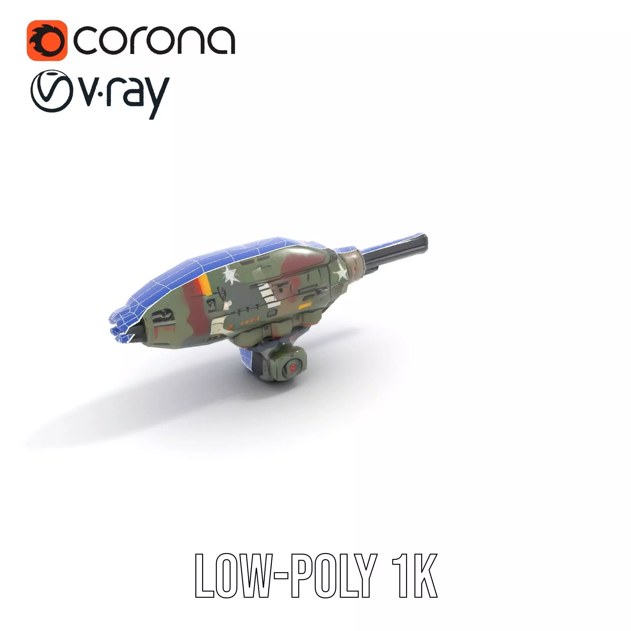 Advanced Camouflaged Turret Weapon Model Pack Low-poly 3D model_23