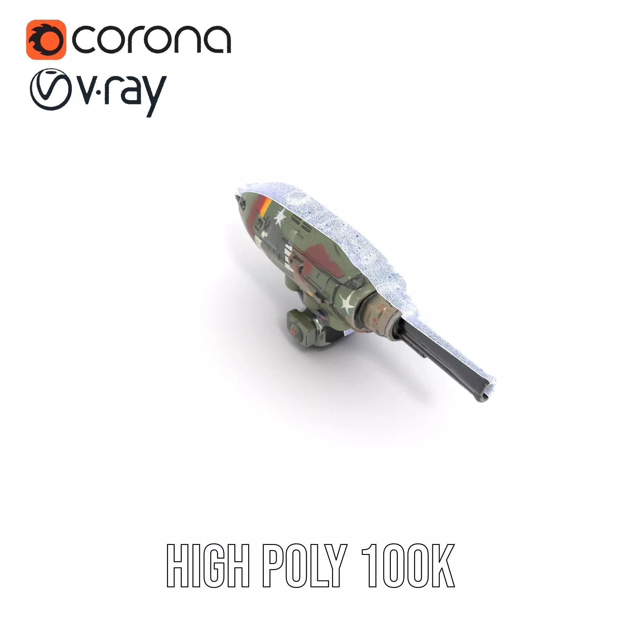 Advanced Camouflaged Turret Weapon Model Pack Low-poly 3D model_24