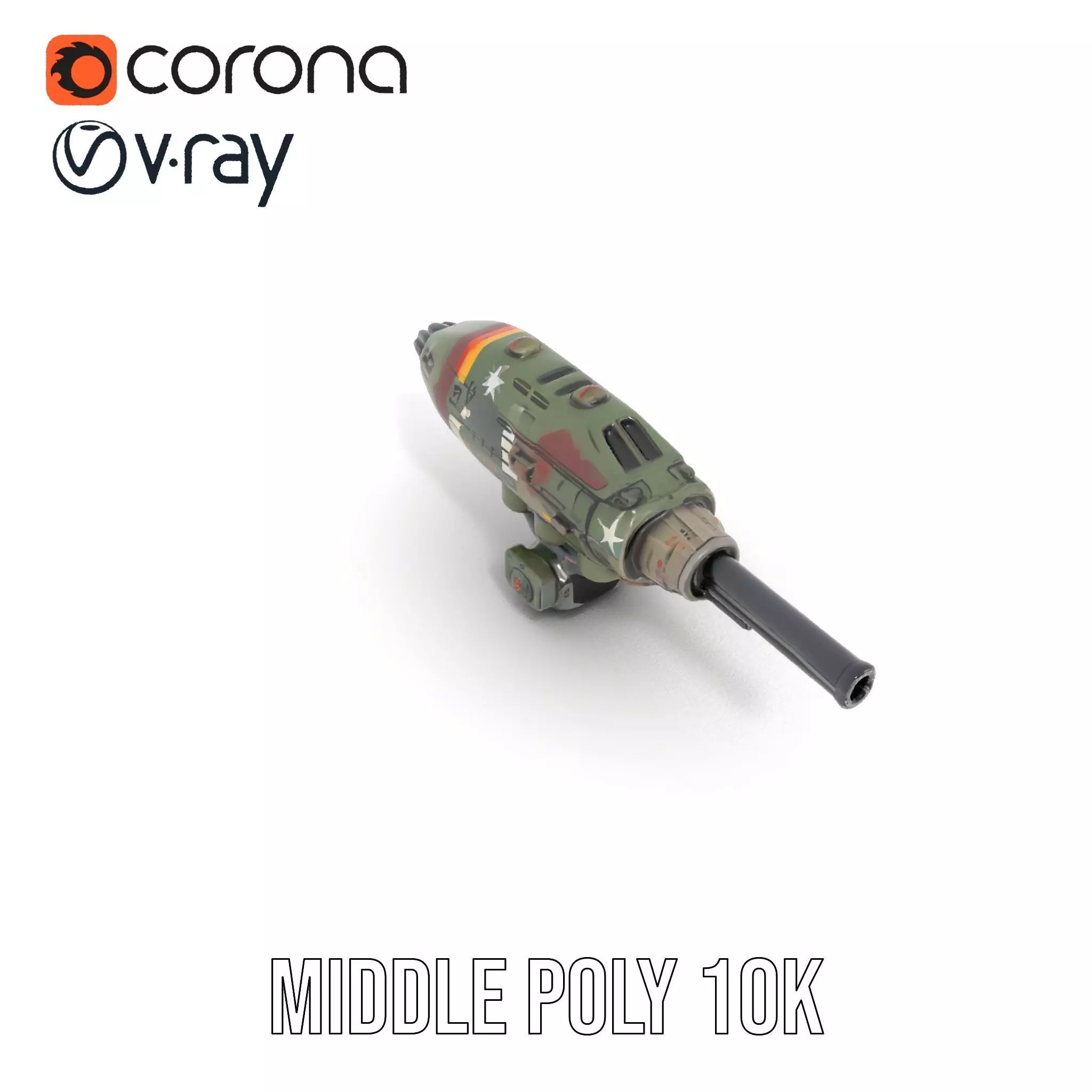 Advanced Camouflaged Turret Weapon Model Pack Low-poly 3D model_6