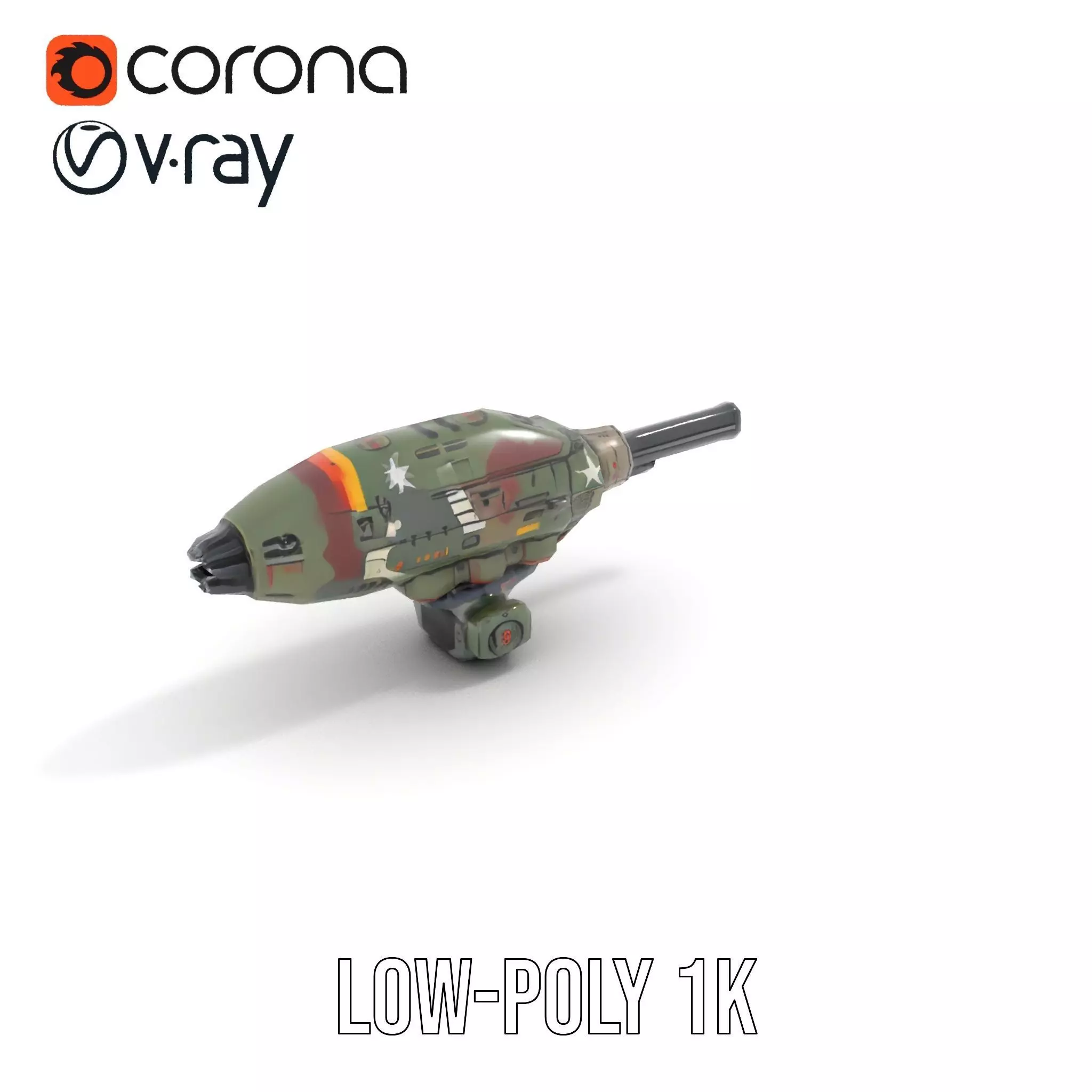 Advanced Camouflaged Turret Weapon Model Pack Low-poly 3D model_12