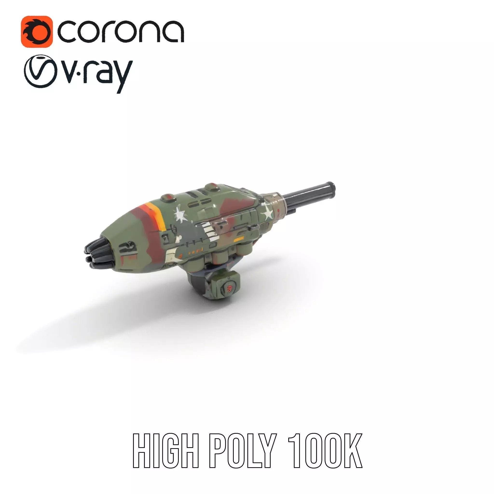 Advanced Camouflaged Turret Weapon Model Pack Low-poly 3D model_15