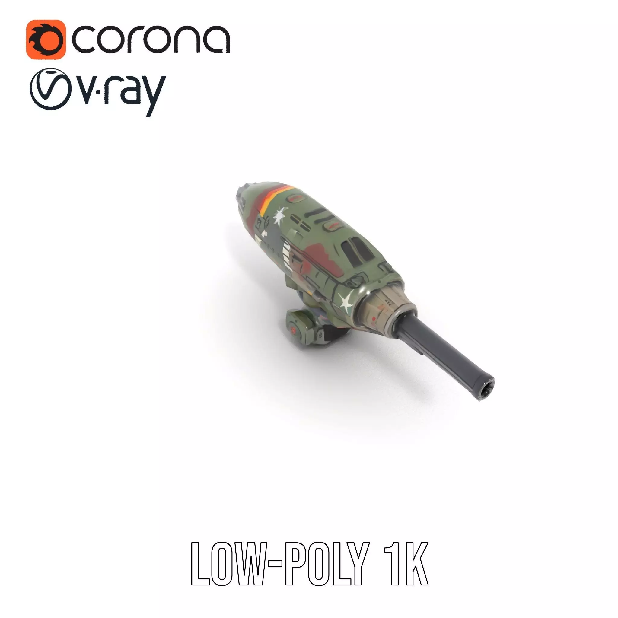 Advanced Camouflaged Turret Weapon Model Pack Low-poly 3D model_9