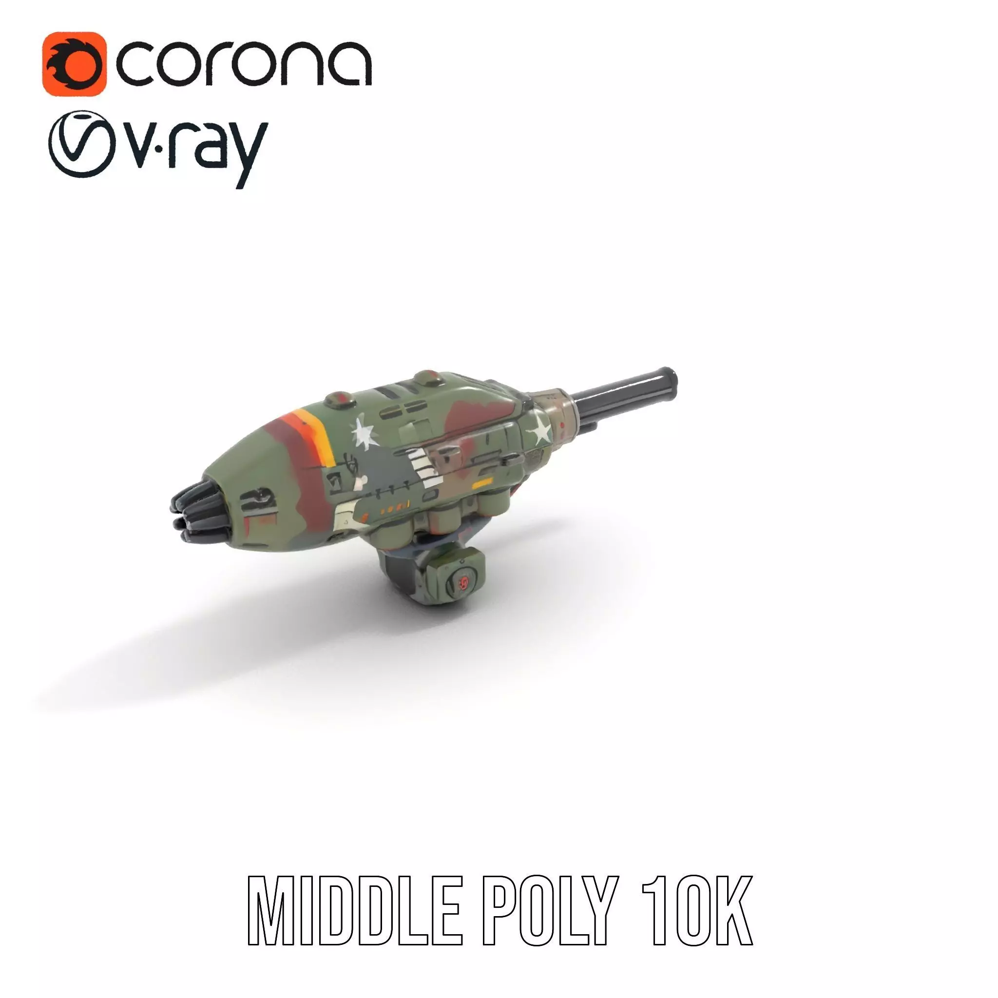 Advanced Camouflaged Turret Weapon Model Pack Low-poly 3D model_11
