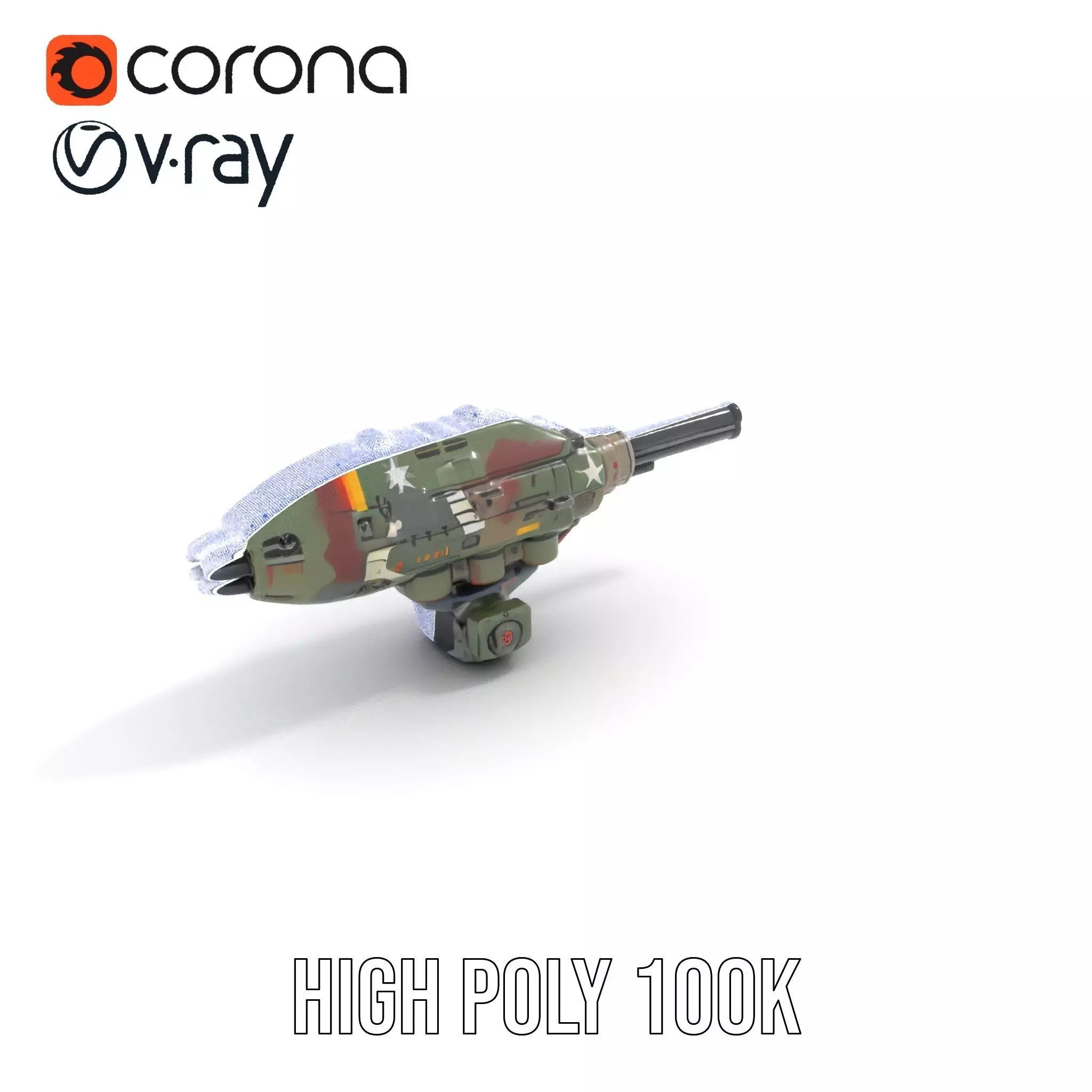 Advanced Camouflaged Turret Weapon Model Pack Low-poly 3D model_18