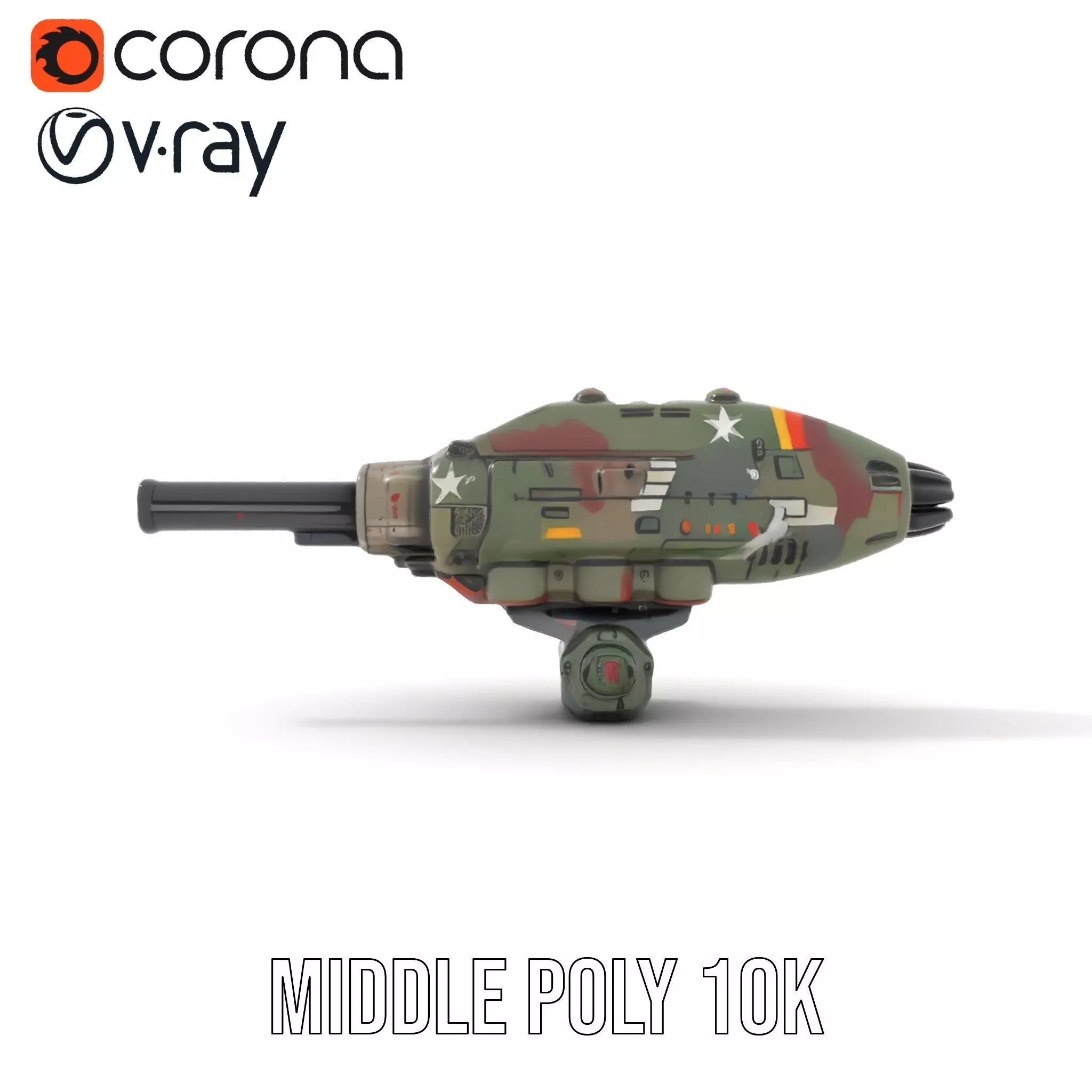 Advanced Camouflaged Turret Weapon Model Pack Low-poly 3D model_16