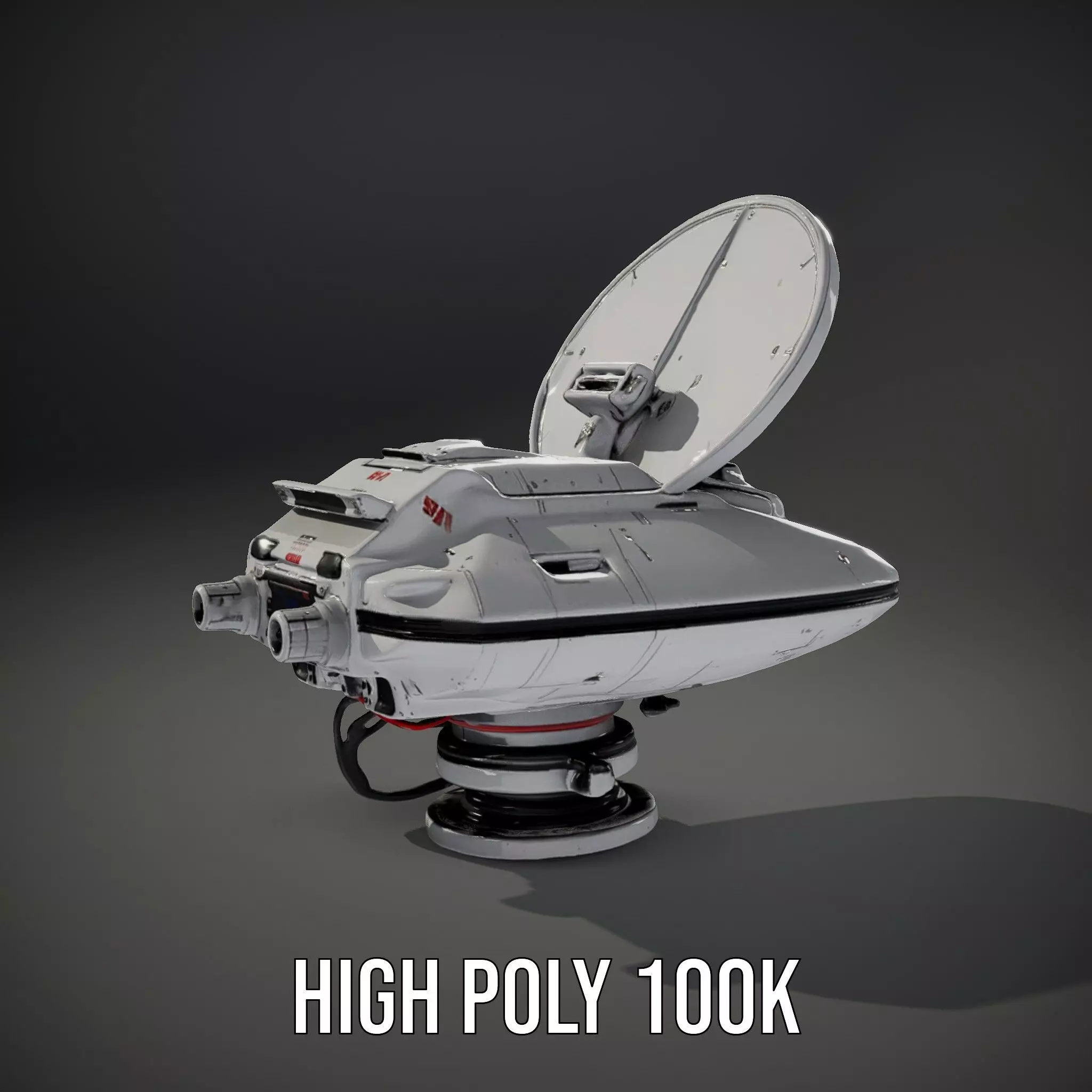Futuristic Satellite Dish Model Pack with HighTech Design Low-poly 3D model_11