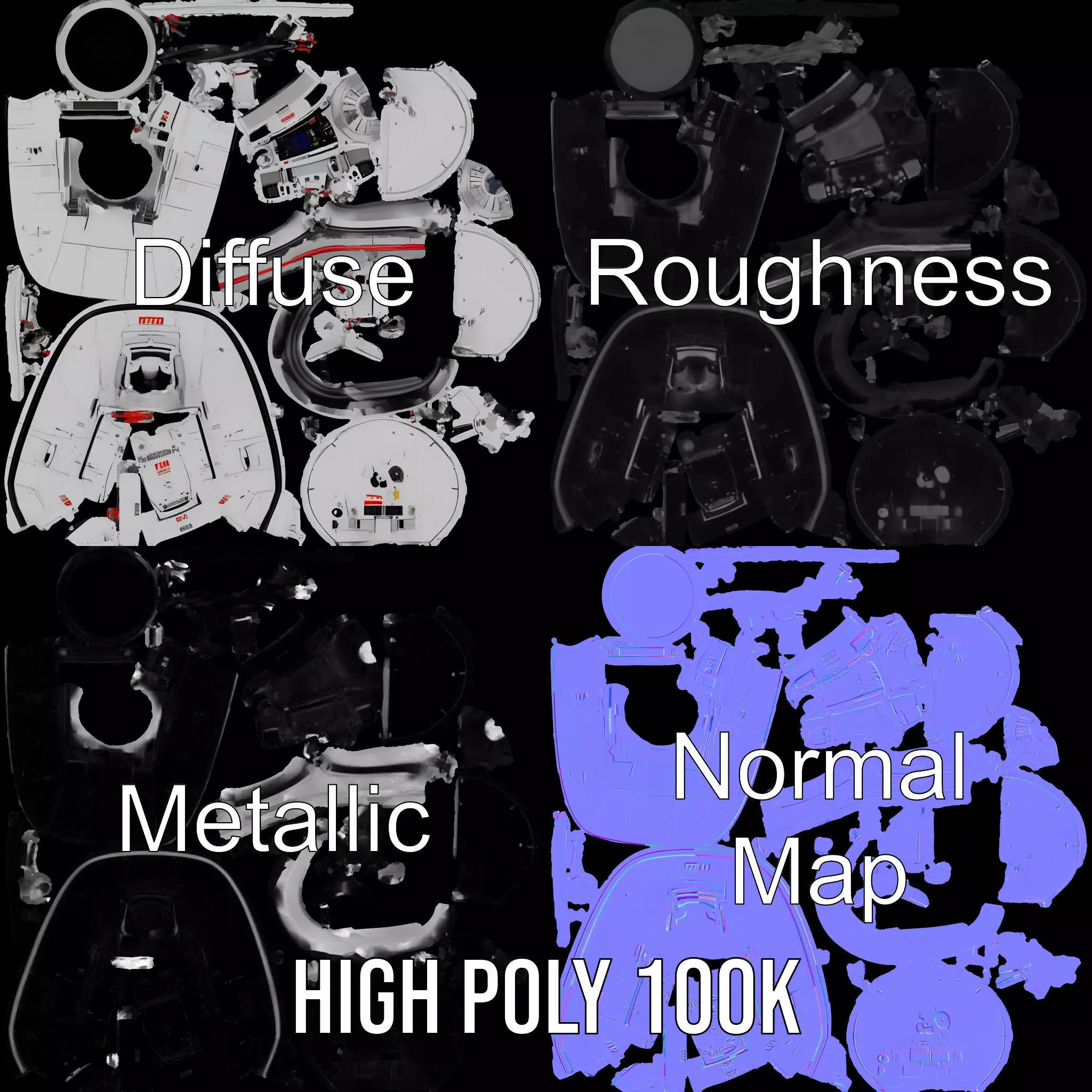 Futuristic Satellite Dish Model Pack with HighTech Design Low-poly 3D model_4