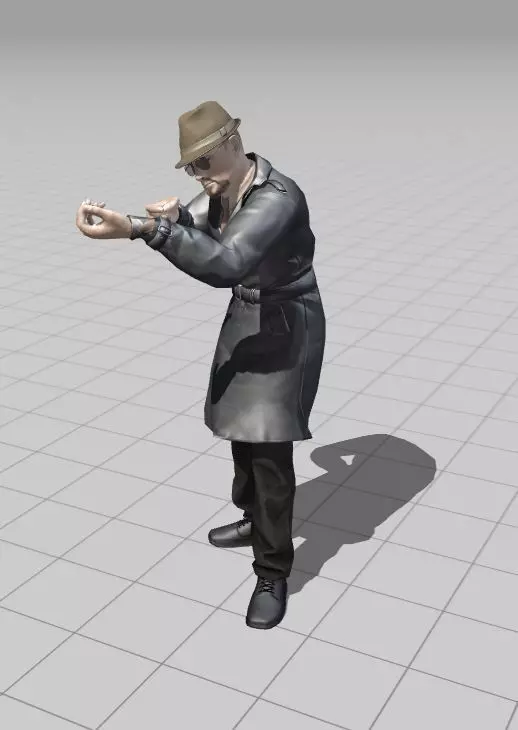 3D Character Model  Middle Aged Man in Trench Coat Game Ready Low-poly 3D model_15