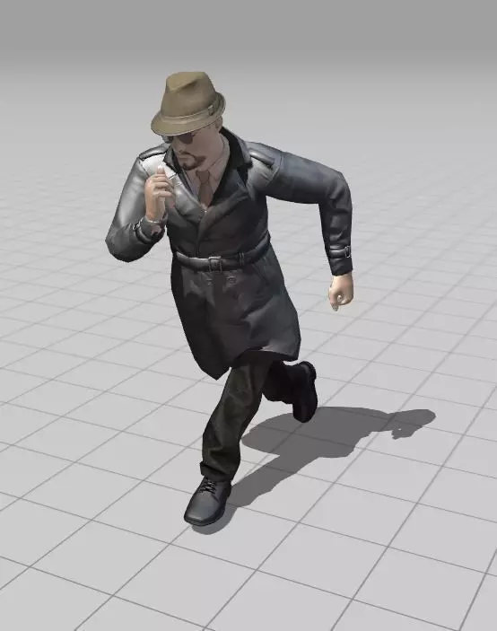 3D Character Model  Middle Aged Man in Trench Coat Game Ready Low-poly 3D model_18