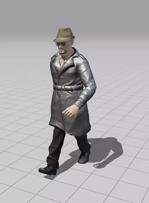 3D Character Model  Middle Aged Man in Trench Coat Game Ready Low-poly 3D model_19