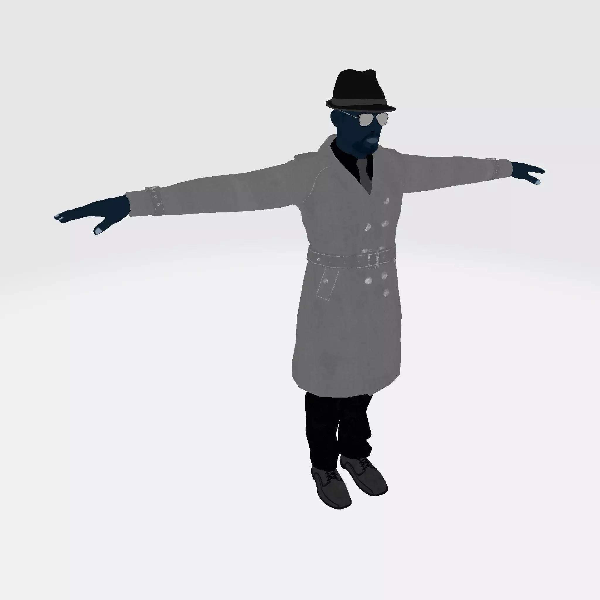3D Character Model  Middle Aged Man in Trench Coat Game Ready Low-poly 3D model_13