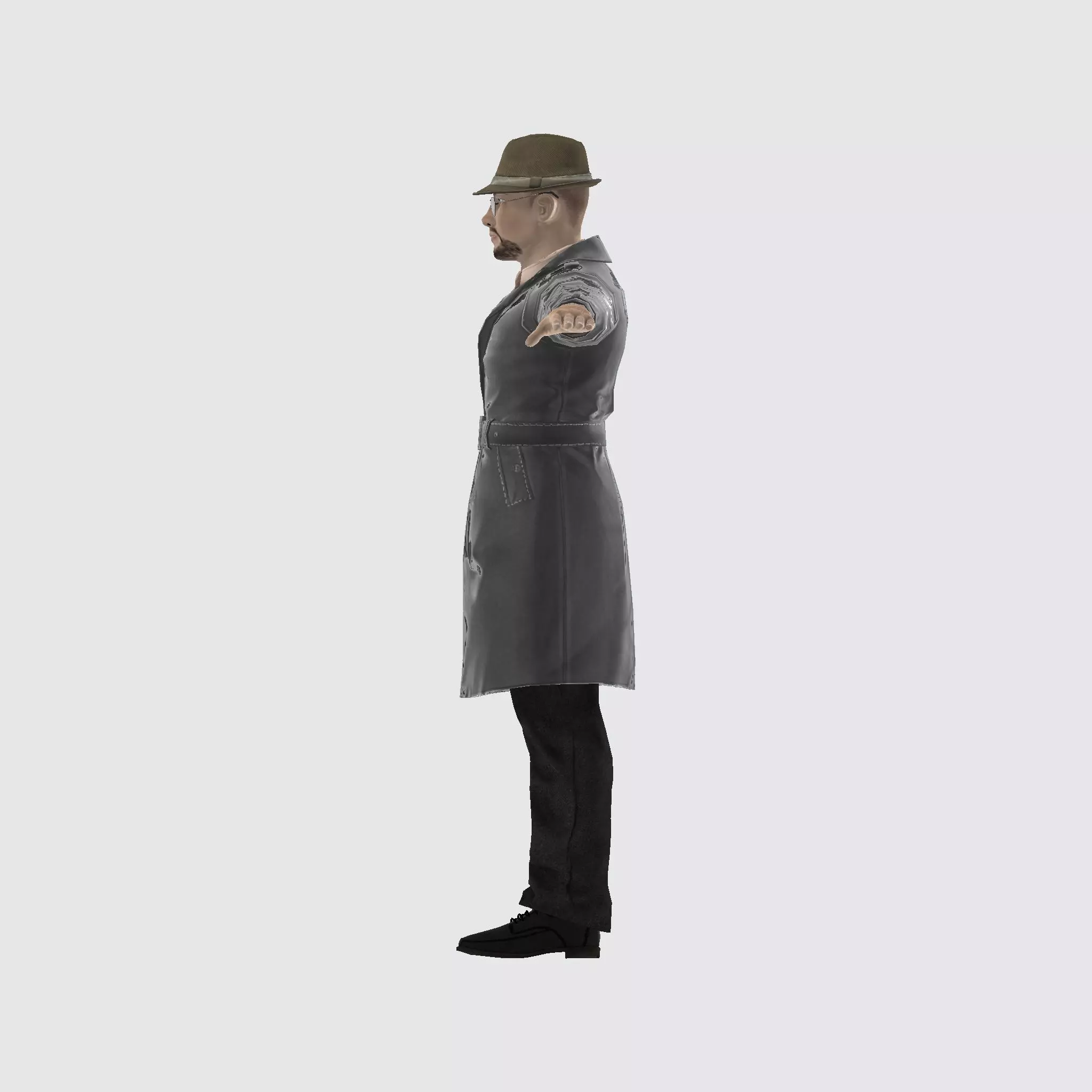 3D Character Model  Middle Aged Man in Trench Coat Game Ready Low-poly 3D model_7
