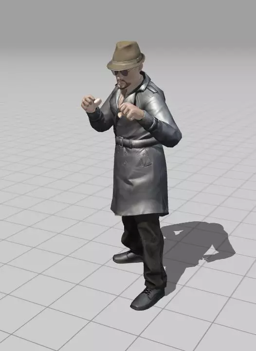 3D Character Model  Middle Aged Man in Trench Coat Game Ready Low-poly 3D model_22