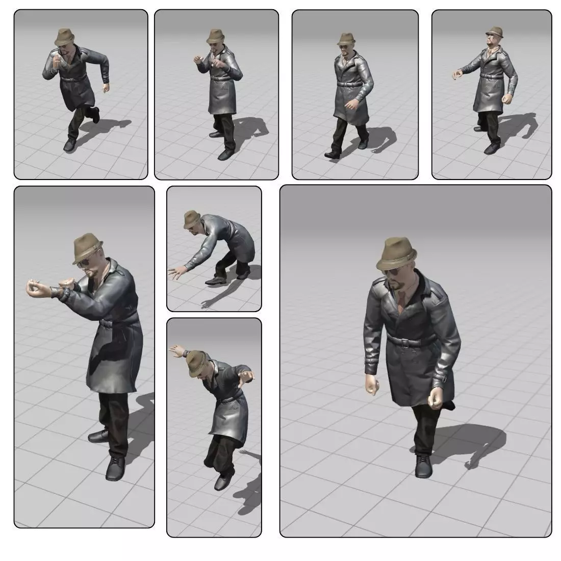 3D Character Model  Middle Aged Man in Trench Coat Game Ready Low-poly 3D model_2