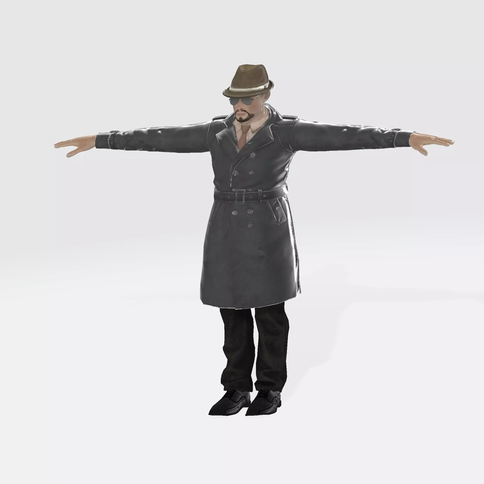3D Character Model  Middle Aged Man in Trench Coat Game Ready Low-poly 3D model_5