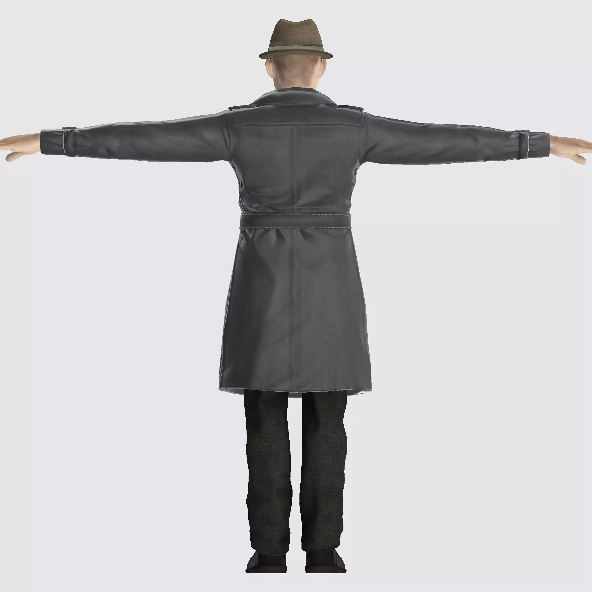 3D Character Model  Middle Aged Man in Trench Coat Game Ready Low-poly 3D model_8