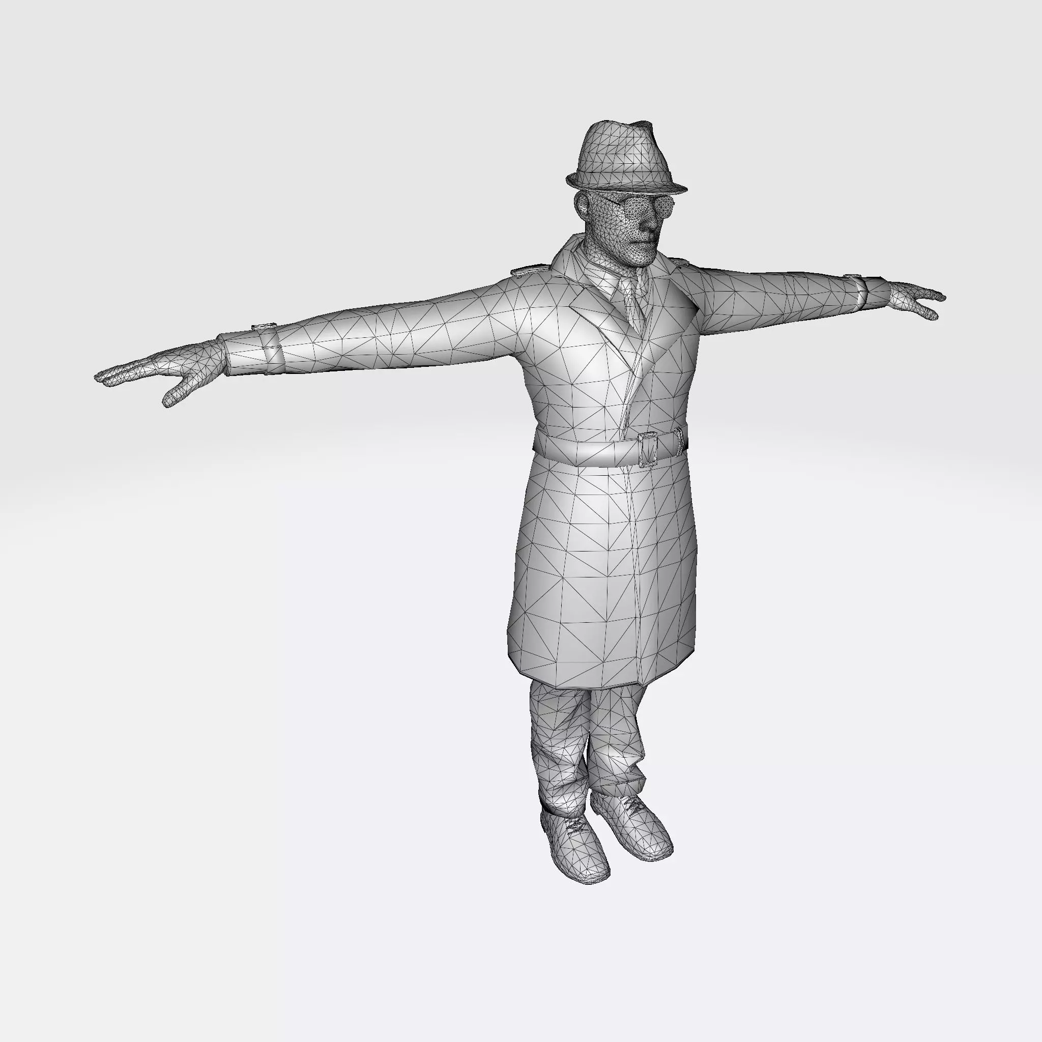 3D Character Model  Middle Aged Man in Trench Coat Game Ready Low-poly 3D model_10