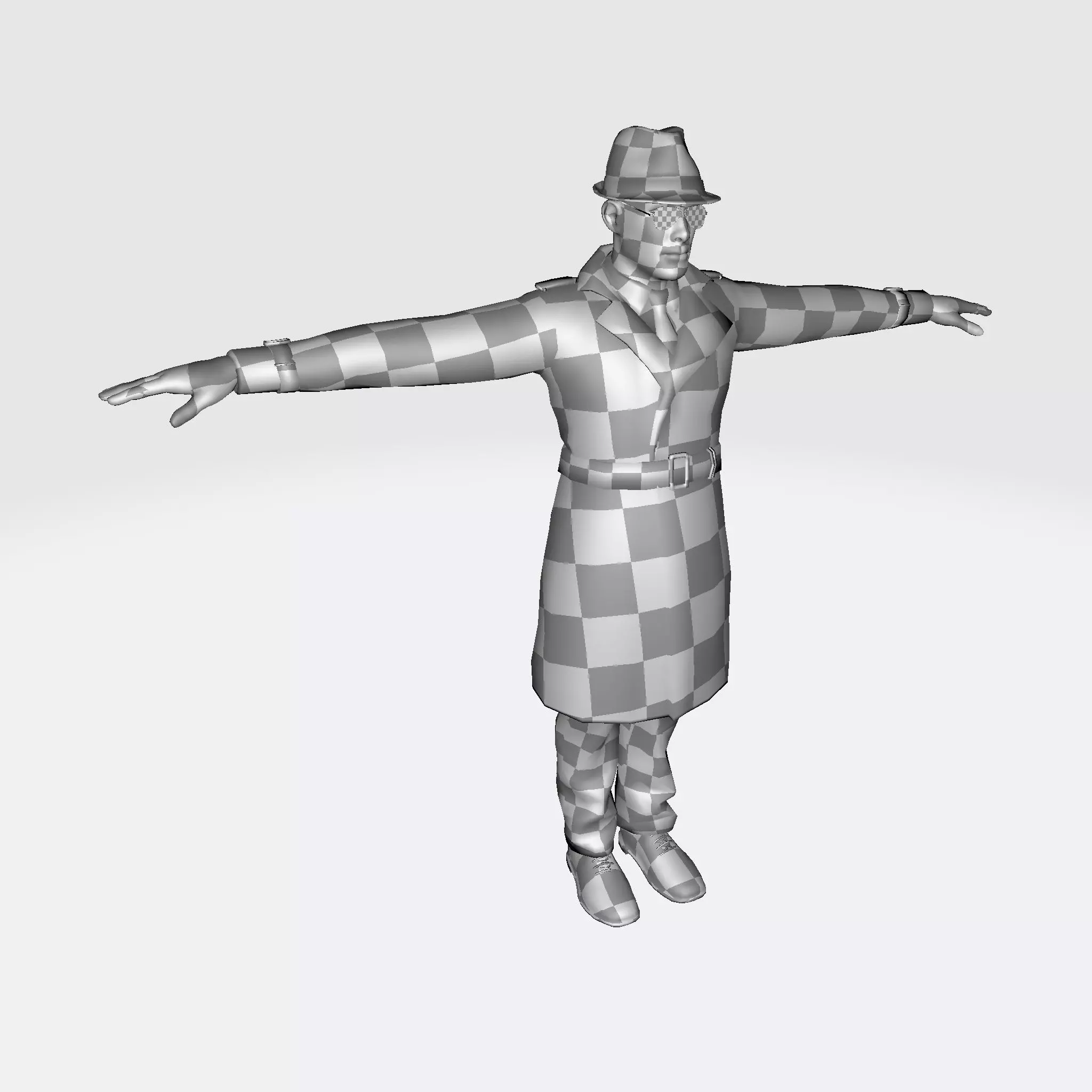 3D Character Model  Middle Aged Man in Trench Coat Game Ready Low-poly 3D model_14