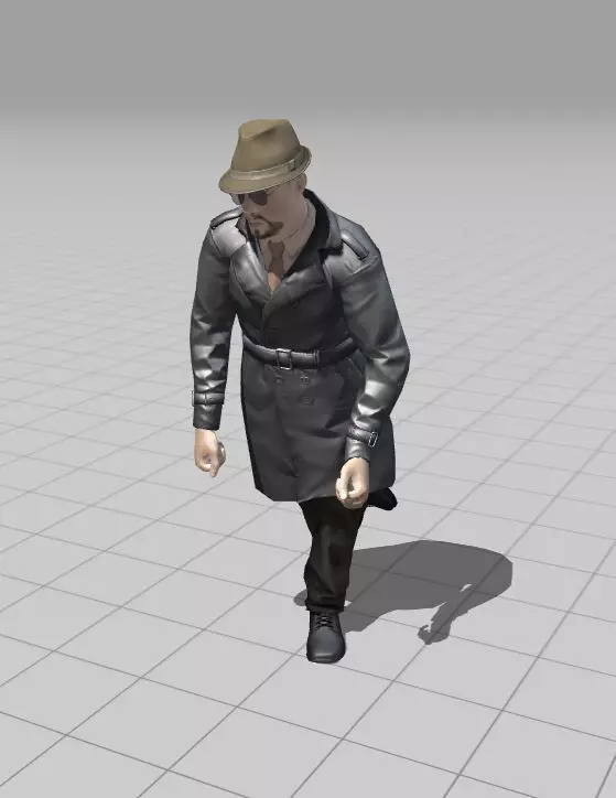 3D Character Model  Middle Aged Man in Trench Coat Game Ready Low-poly 3D model_21