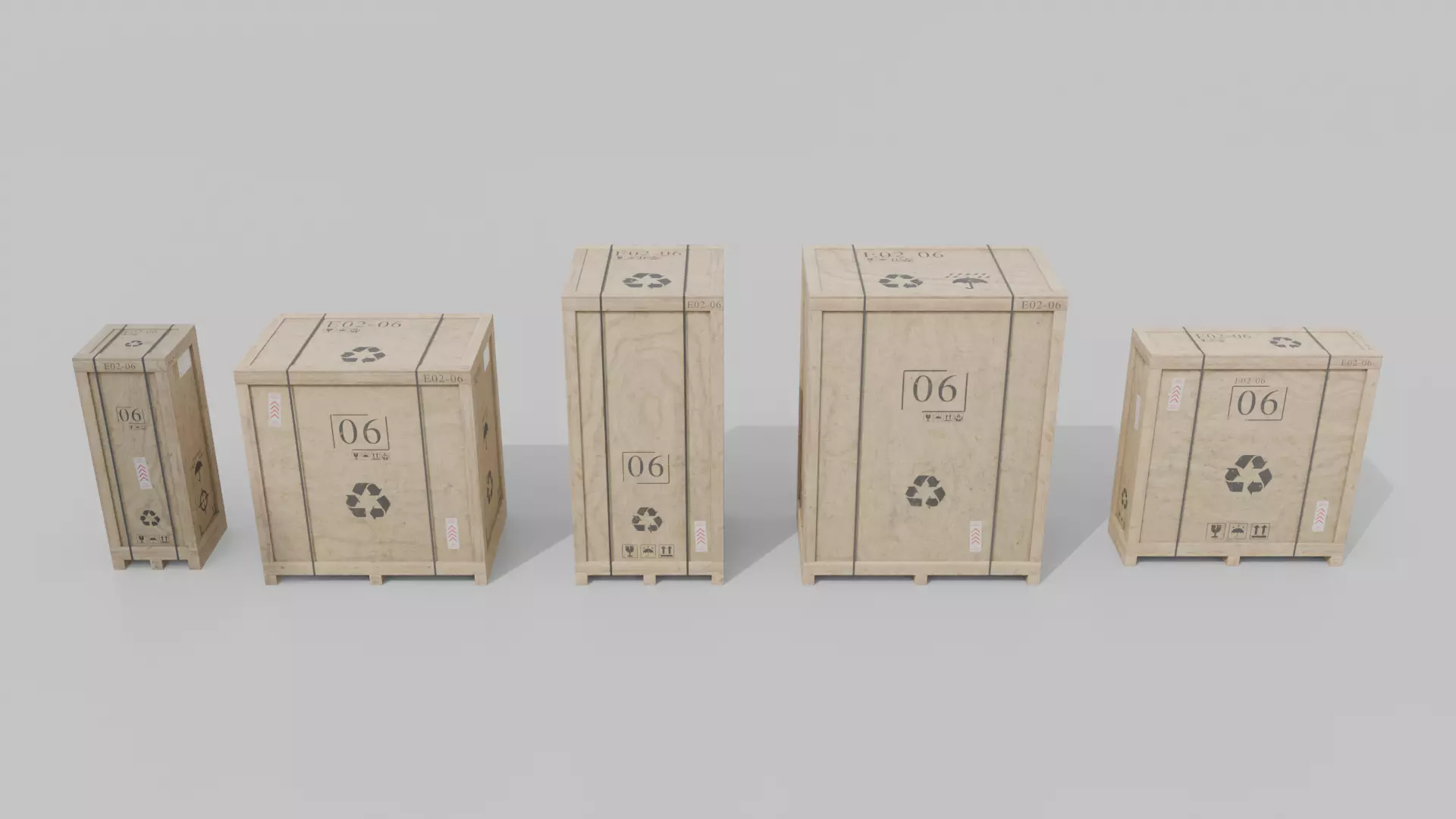 Customizable Wooden Crate Pack - Tall Assets 3D Model Collection_6